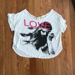 White crop top that says Love